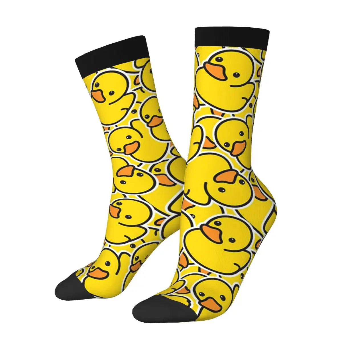 Yellow Bathtime Rubber Ducks Pattern Socks | Harajuku Style All-Season Crew Socks