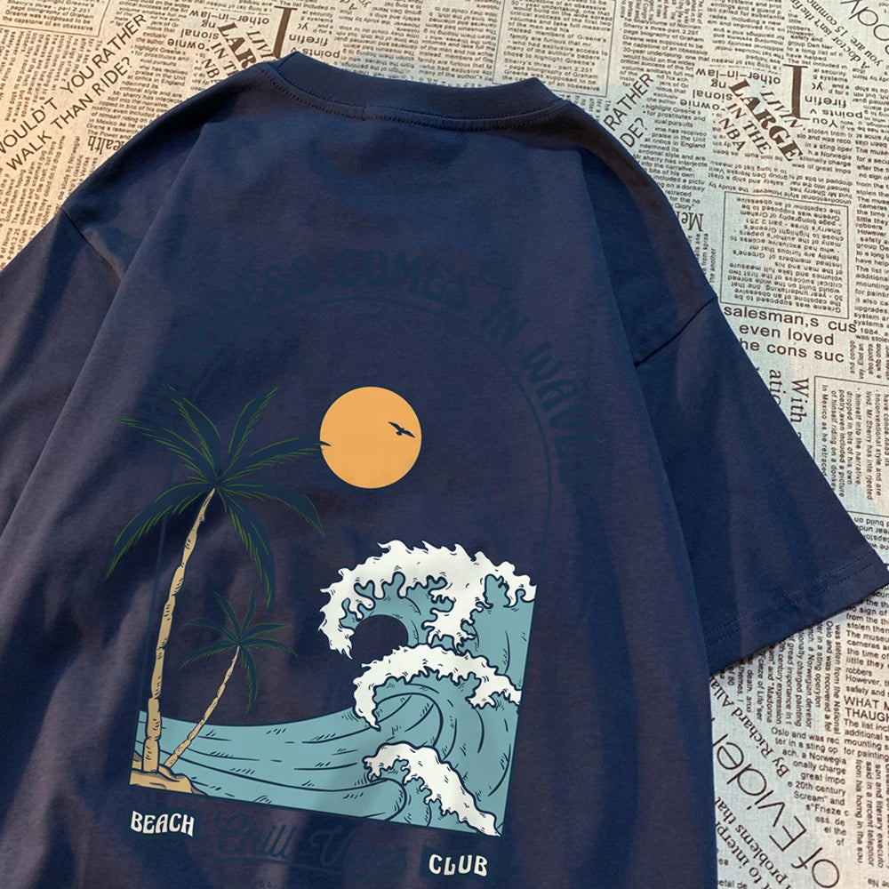 Waves Print Casual Tee