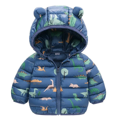 Kids Dinosaur Hooded Down Jacket