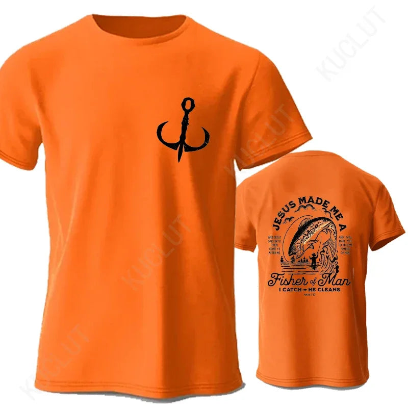 Christian Shirts for Men Christian T Shirts Fisher of Men TShirts Gift for Men Jesus Bible Verse Shirt Dad Birthday Gift Tops
