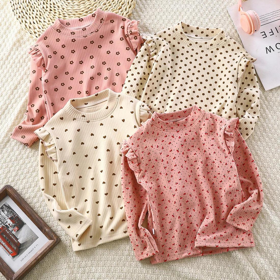 Girls Floral Flying Sleeves T-Shirt