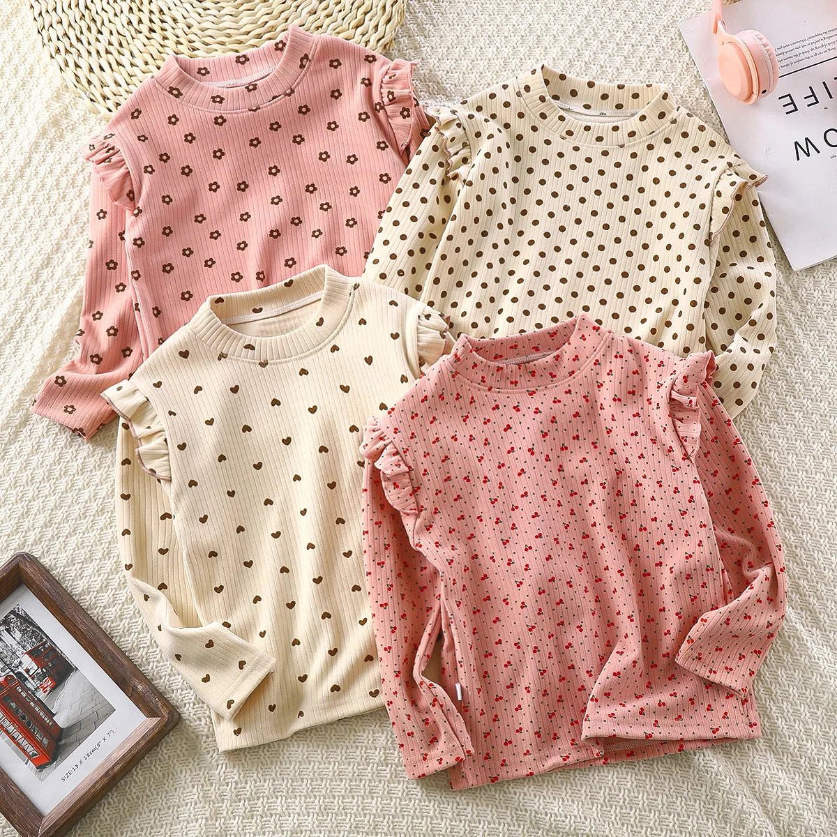 Girls Floral Flying Sleeves T-Shirt
