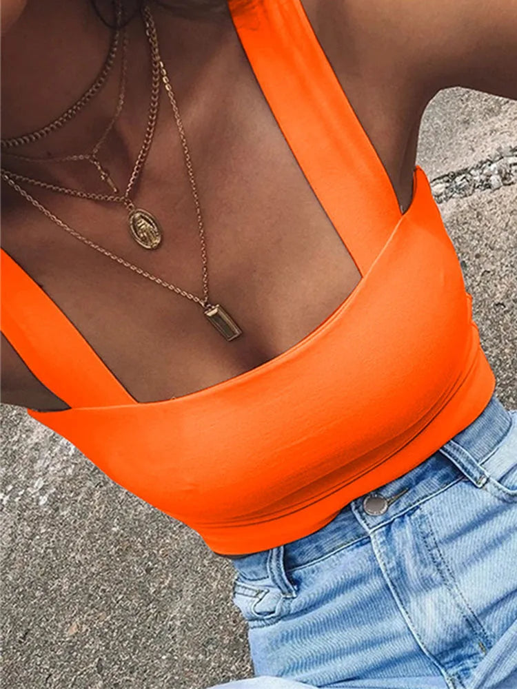 Square Neck Sleeveless Summer Crop Top