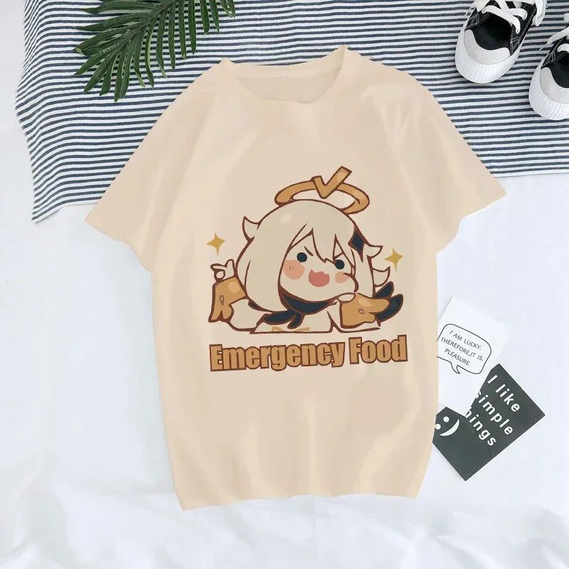 Genshin Impact Kawaii Graphic T-Shirt | Harajuku Anime Tee for Women