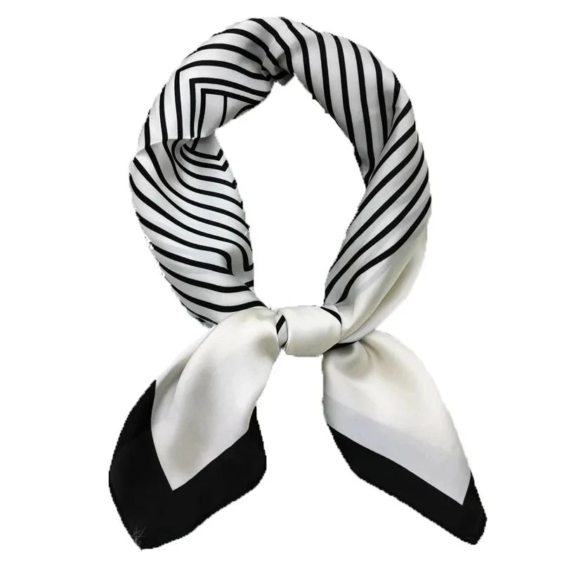 Striped Imitation Silk Scarf for Women