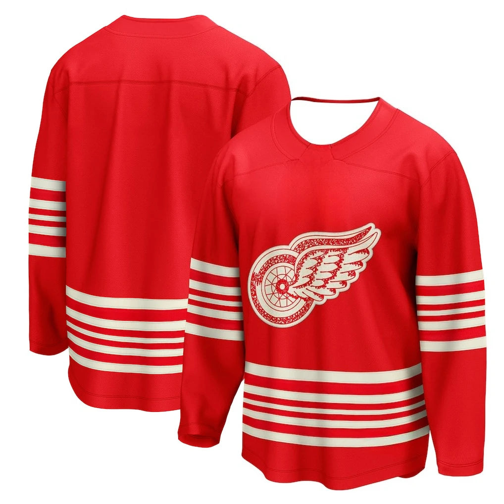 Hockey Jersey Iconic Winged Wheel Logo Long-Sleeve 3D HD Print Shirt | Unisex Fan Apparel
