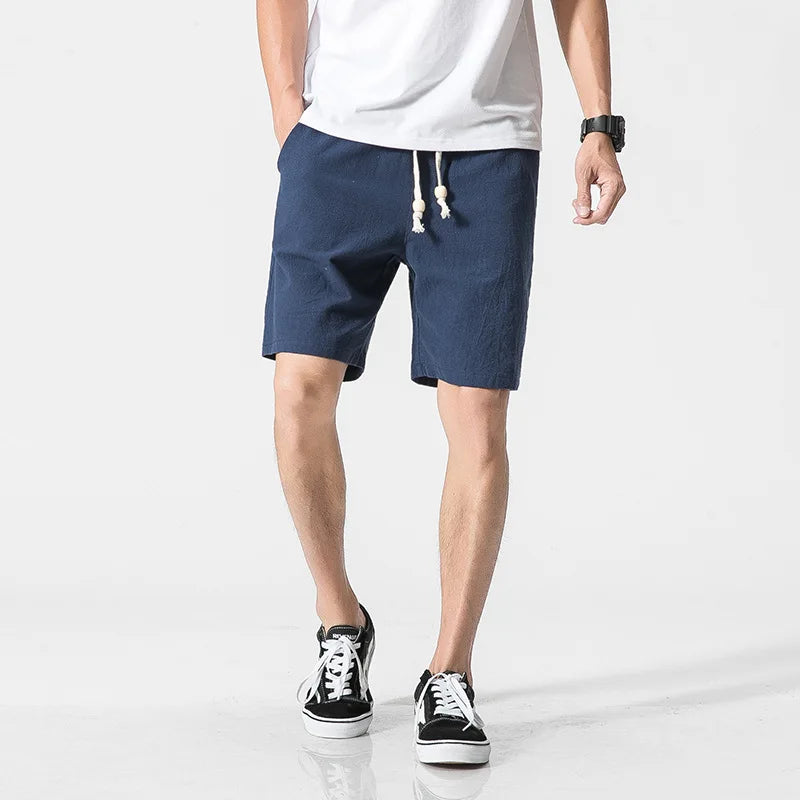 Men’s Cotton Linen Beach Board Shorts