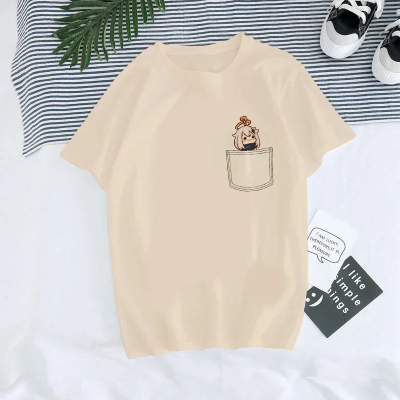 Genshin Impact Kawaii Graphic T-Shirt | Harajuku Anime Tee for Women