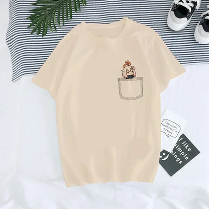 Genshin Impact Kawaii Graphic T-Shirt | Harajuku Anime Tee for Women