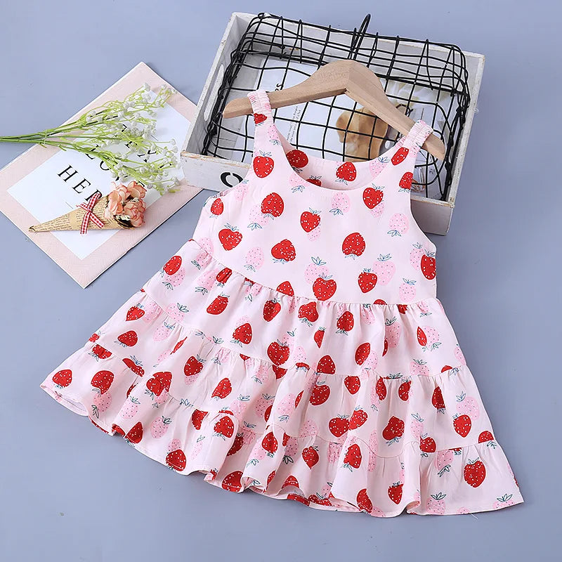 Strawberry Flower Princess Dress for Girls