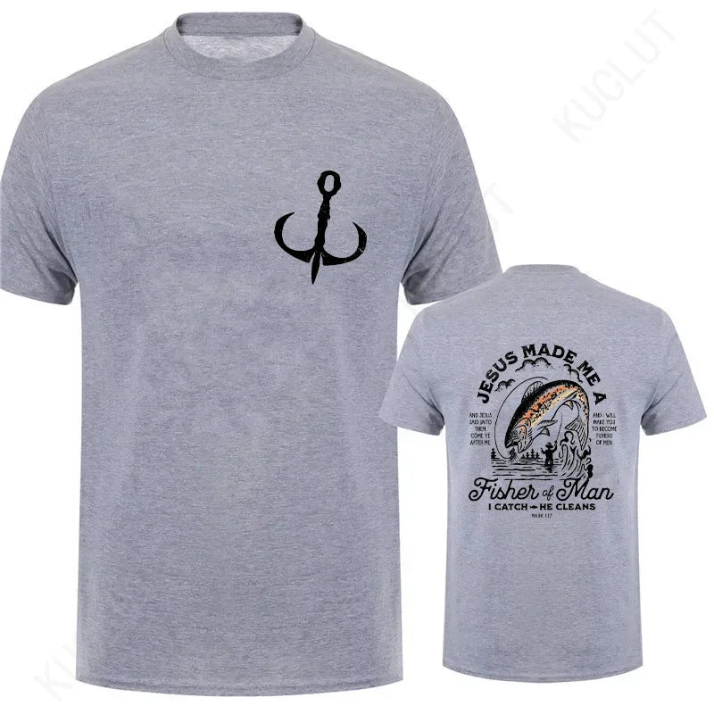 Christian Shirts for Men Christian T Shirts Fisher of Men TShirts Gift for Men Jesus Bible Verse Shirt Dad Birthday Gift Tops