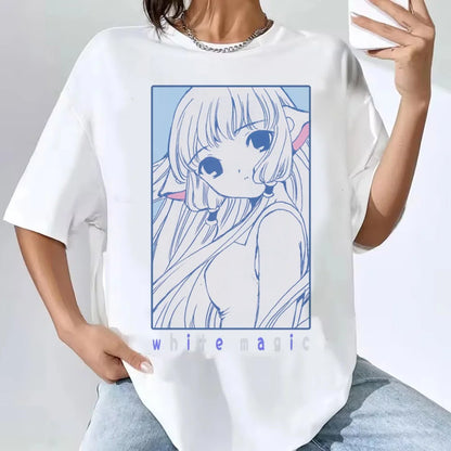 Women’s Kawaii Vintage Cartoon Tee with O-Neck