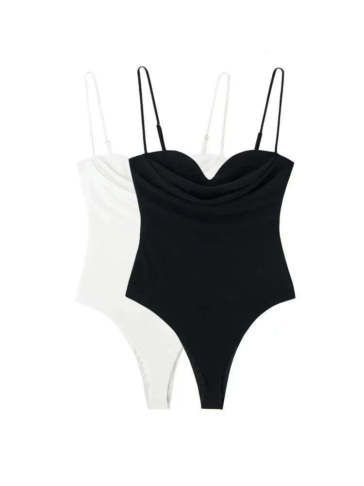 Women’s Sweetheart Neck Bodysuit Draped, Backless - Amazing G