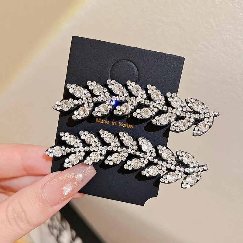 Elegant Rhinestone Sparkling Wheat Hair Clips for Women