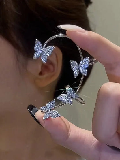 Zircon Butterfly No Piercing Clip-On Earrings