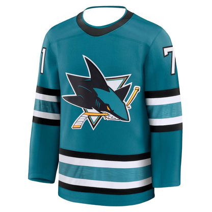 Celebrini 71 Shark Hockey Jersey | Teal/Black/White 3D HD Print Sports Jersey