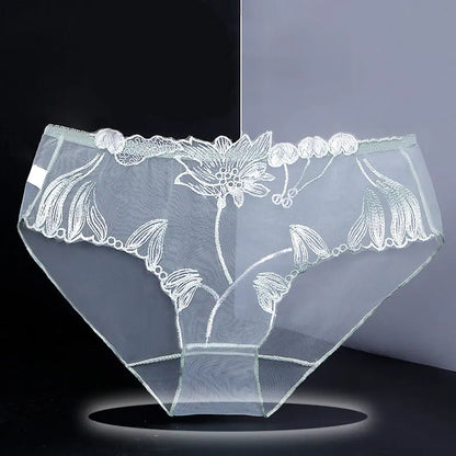 Lace Mesh Floral Embroidered Panties