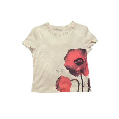 Vintage Y2K Baby Tee – Graphic Print Crop Top