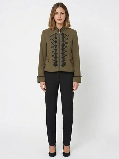 Willshela Women Fashion With Pad Solid Front Zipper Jackets Blazer Vintage Half High Neck Long Sleeves Female Chic Lady Outfits