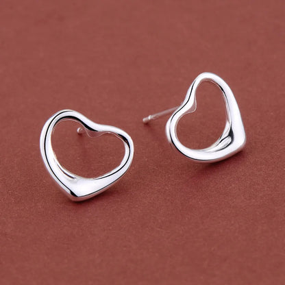 Sterling Silver Heart Stud Earrings for Women