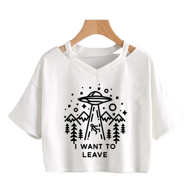 Y2K Graphic Cropped T-Shirt for Women | Harajuku Gothic Korean Style Tee