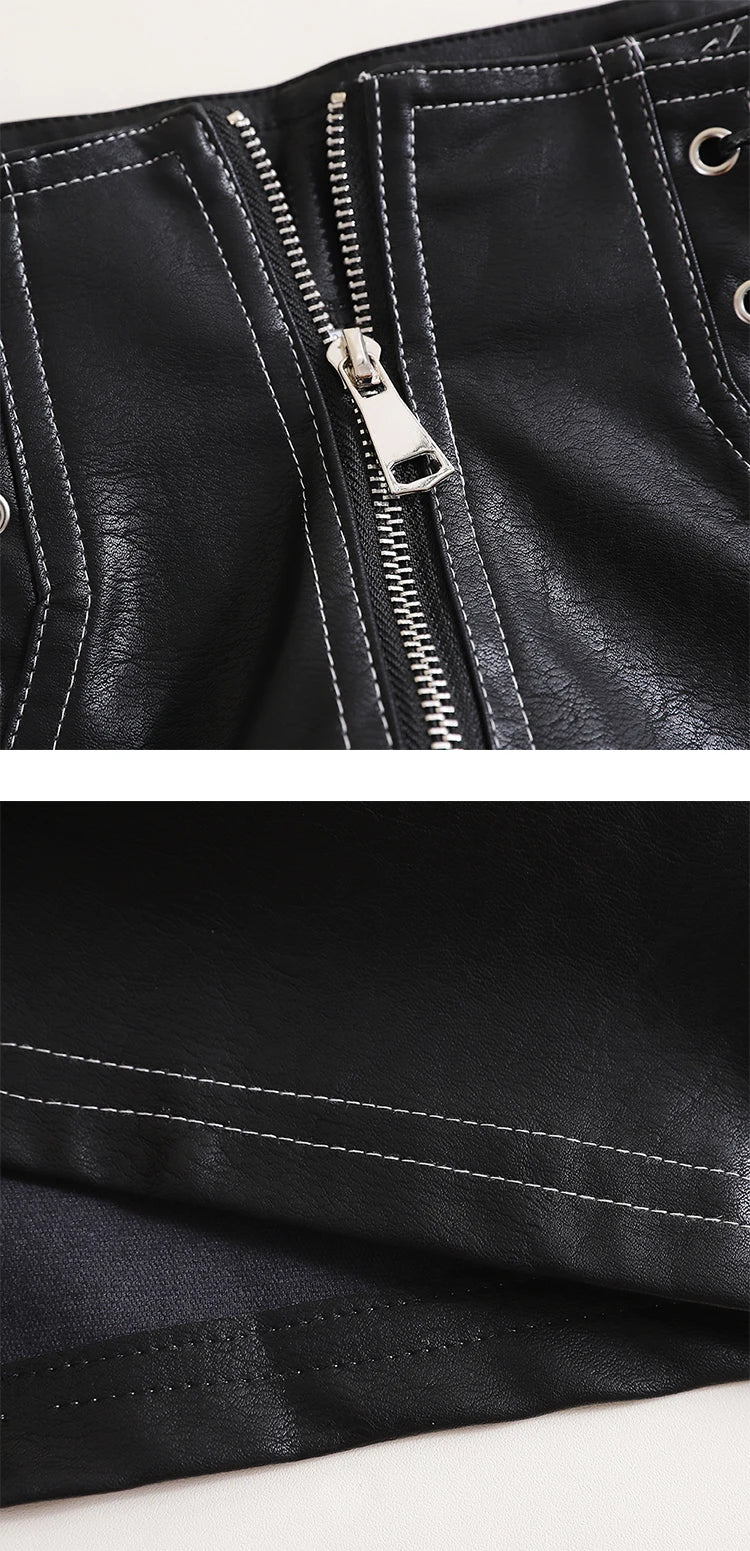 Women’s High-Waist PU Leather Shorts | Casual Wide-Leg Bow Detail