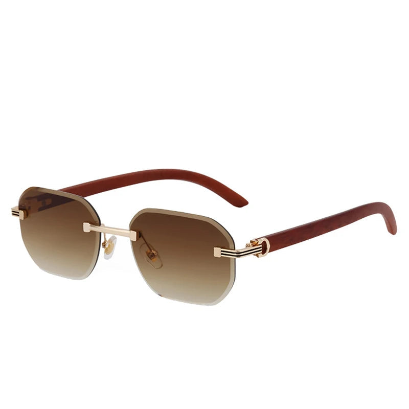 Vintage Square Rimless Sunglasses – Men’s Luxury Punk UV400 Eyewear