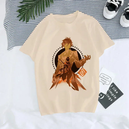 Genshin Impact Kawaii Graphic T-Shirt | Harajuku Anime Tee for Women