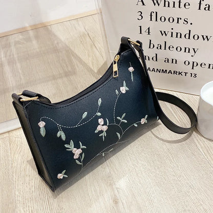 Summer Floral Lace Stitching PU Leather Shoulder Bag