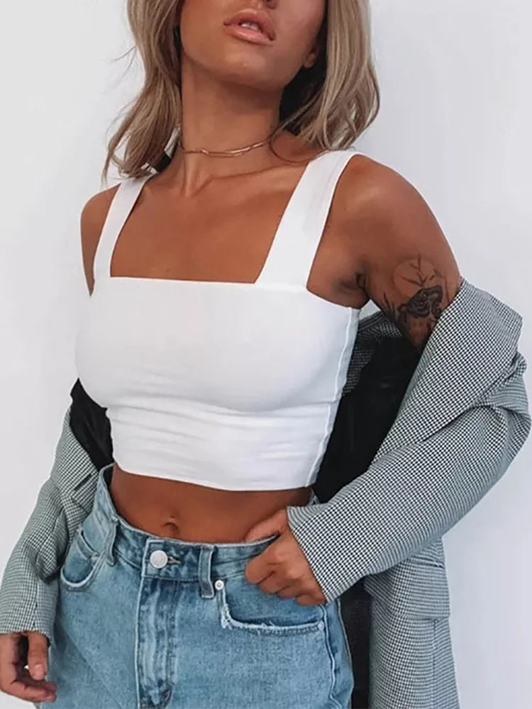 Square Neck Sleeveless Summer Crop Top
