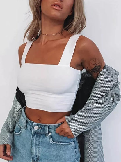 Square Neck Sleeveless Summer Crop Top