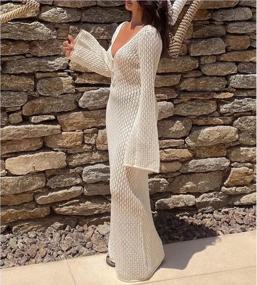 Sexy Women’s Long Knit Beach Dress