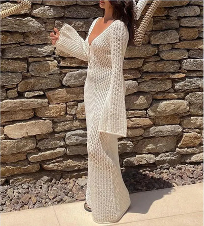 Sexy Women’s Long Knit Beach Dress