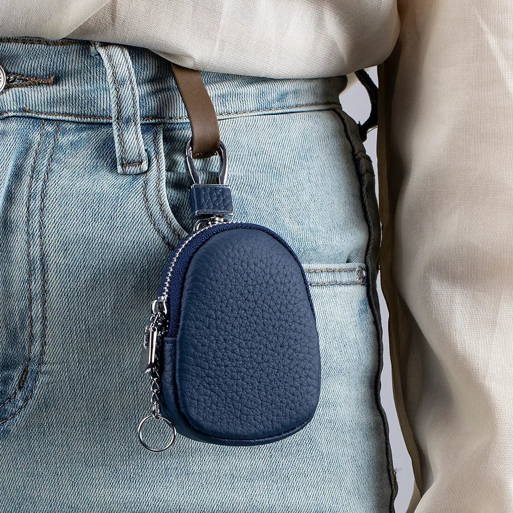 Mini Leather Coin Purse with Key Ring