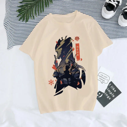 Genshin Impact Kawaii Graphic T-Shirt | Harajuku Anime Tee for Women