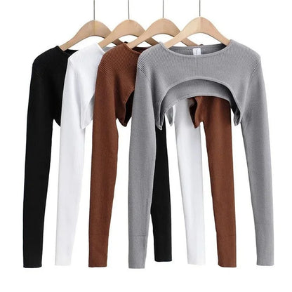 Sexy Elegant Super-Short Long Sleeve Crop Top