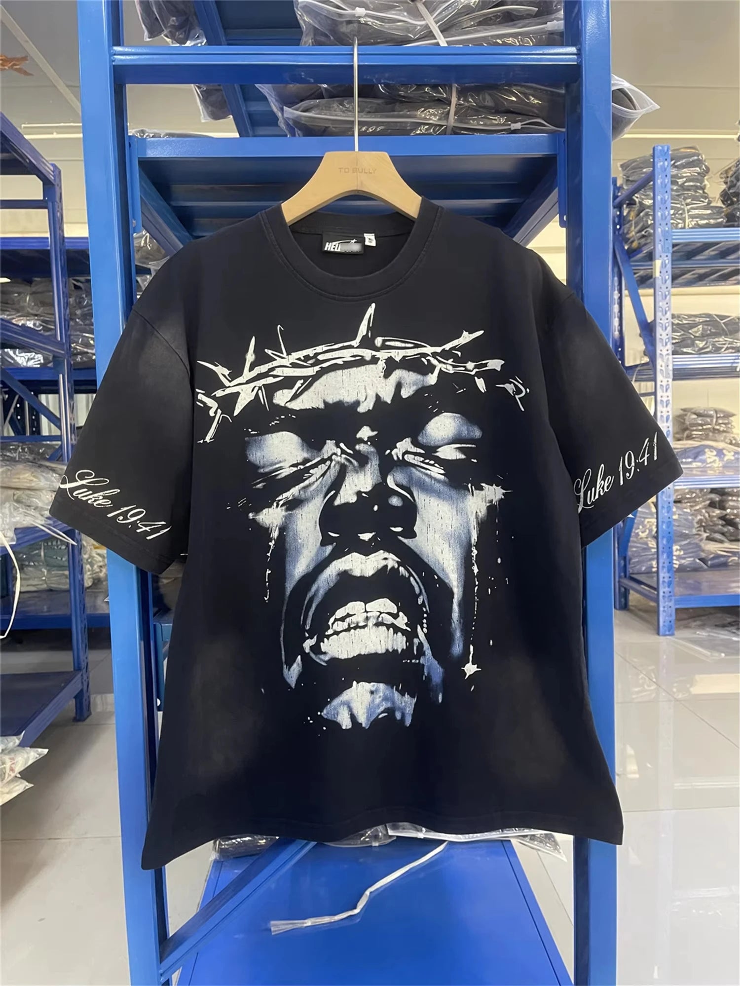 Summer New Arrival HELLST- Brand Fashion High-Street Vintage Retro Cotton Streetwear Jesus Print Tops T-Shirt