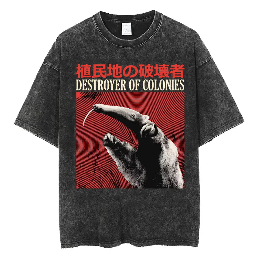 Retro Frog Print Oversized T-Shirt | Funny Japanese Style Tee