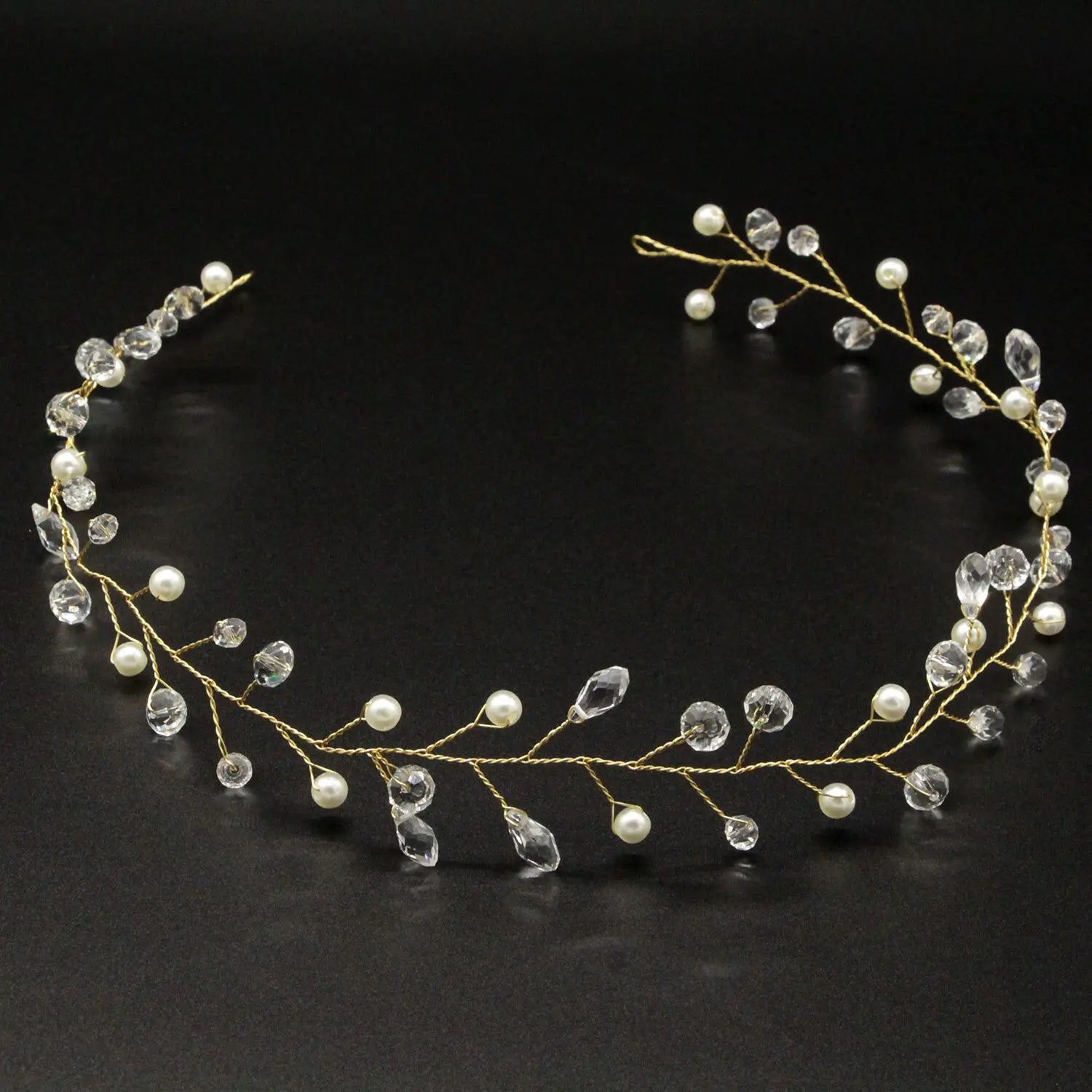 Elegant Crystal &amp; Pearl Bridal Headband for Women