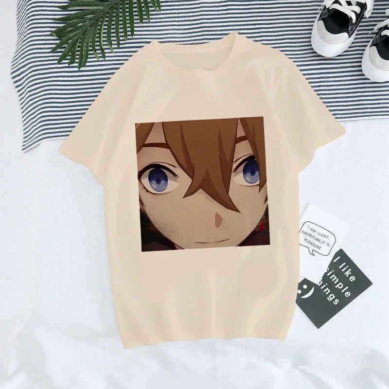 Genshin Impact Kawaii Graphic T-Shirt | Harajuku Anime Tee for Women