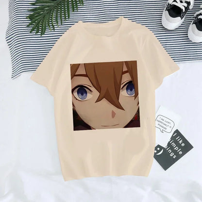 Genshin Impact Kawaii Graphic T-Shirt | Harajuku Anime Tee for Women
