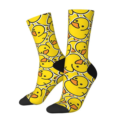 Yellow Bathtime Rubber Ducks Pattern Socks | Harajuku Style All-Season Crew Socks