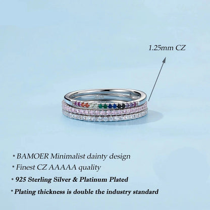 BAMOER 925 Sterling Silver CZ Simulated Diamond Stackable Ring