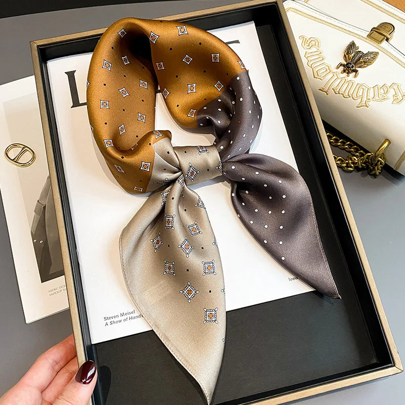 Striped Imitation Silk Scarf for Women