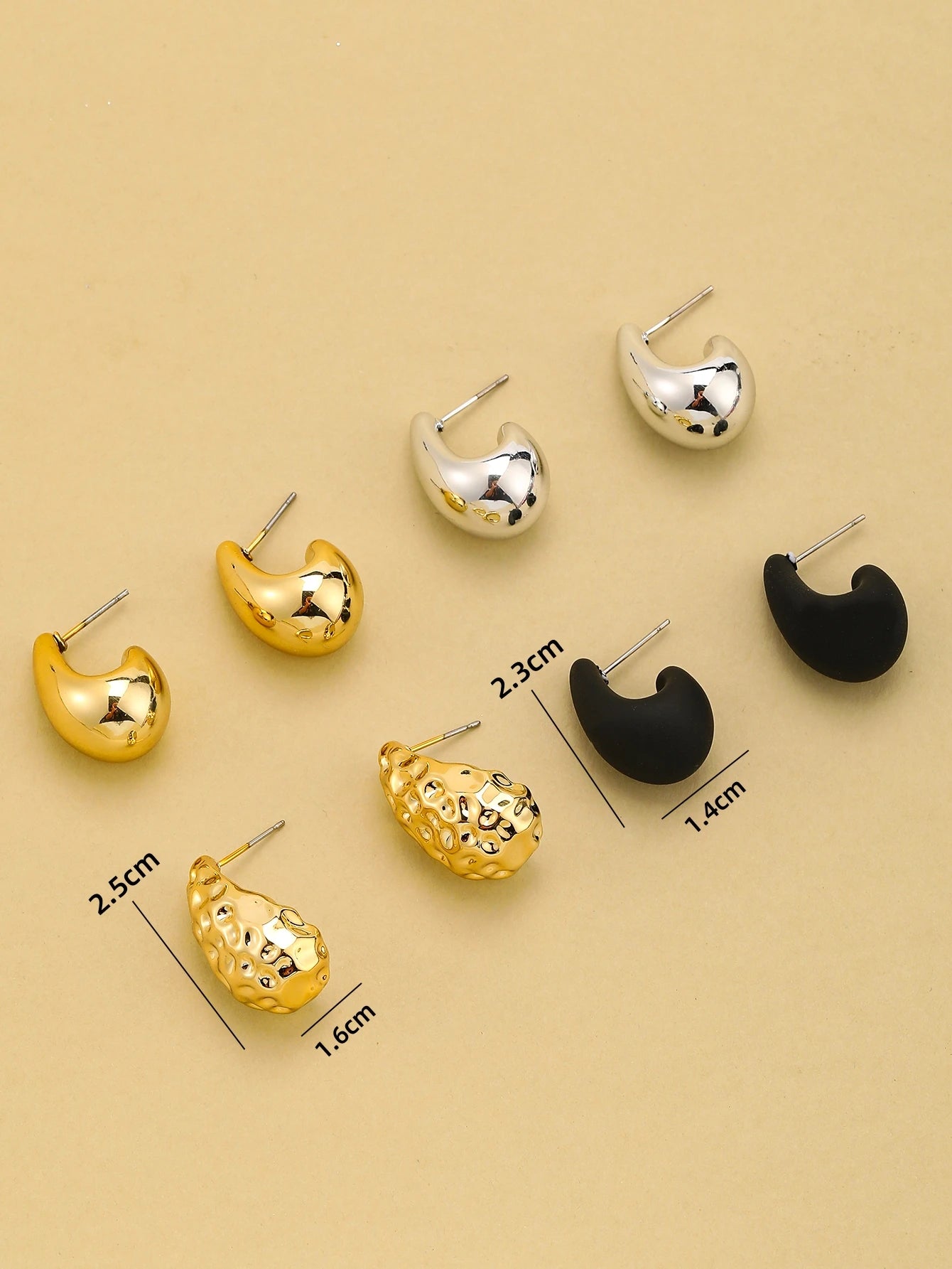 Vintage Glossy Acrylic Teardrop Stud Earrings