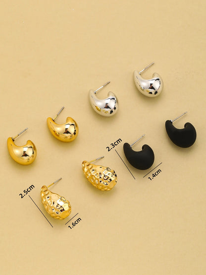 Vintage Glossy Acrylic Teardrop Stud Earrings