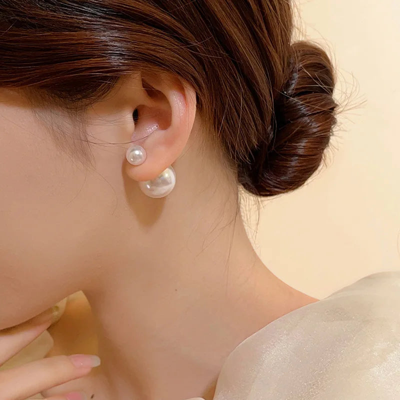 Elegant Simulated Big Pearl Stud Earrings for Women