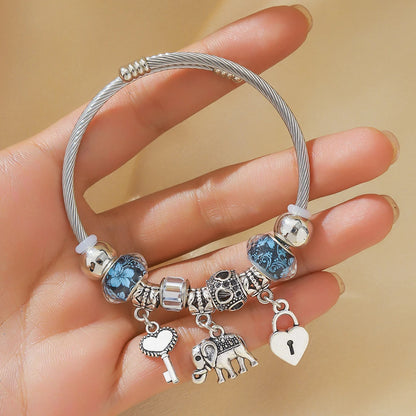 Elephant &amp; Life Tree Charm Bracelet
