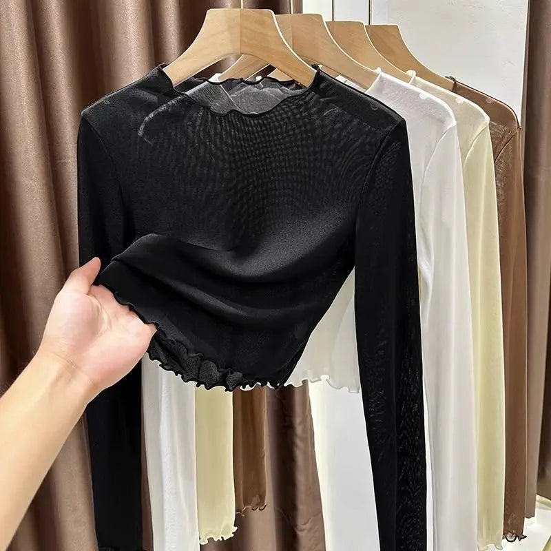 Women’s Slim See-Through Long Sleeve Casual Top