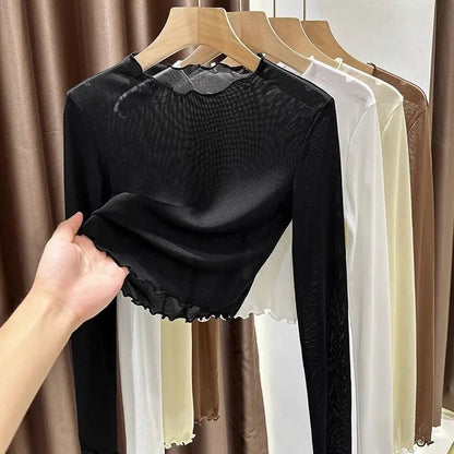 Women’s Slim See-Through Long Sleeve Casual Top